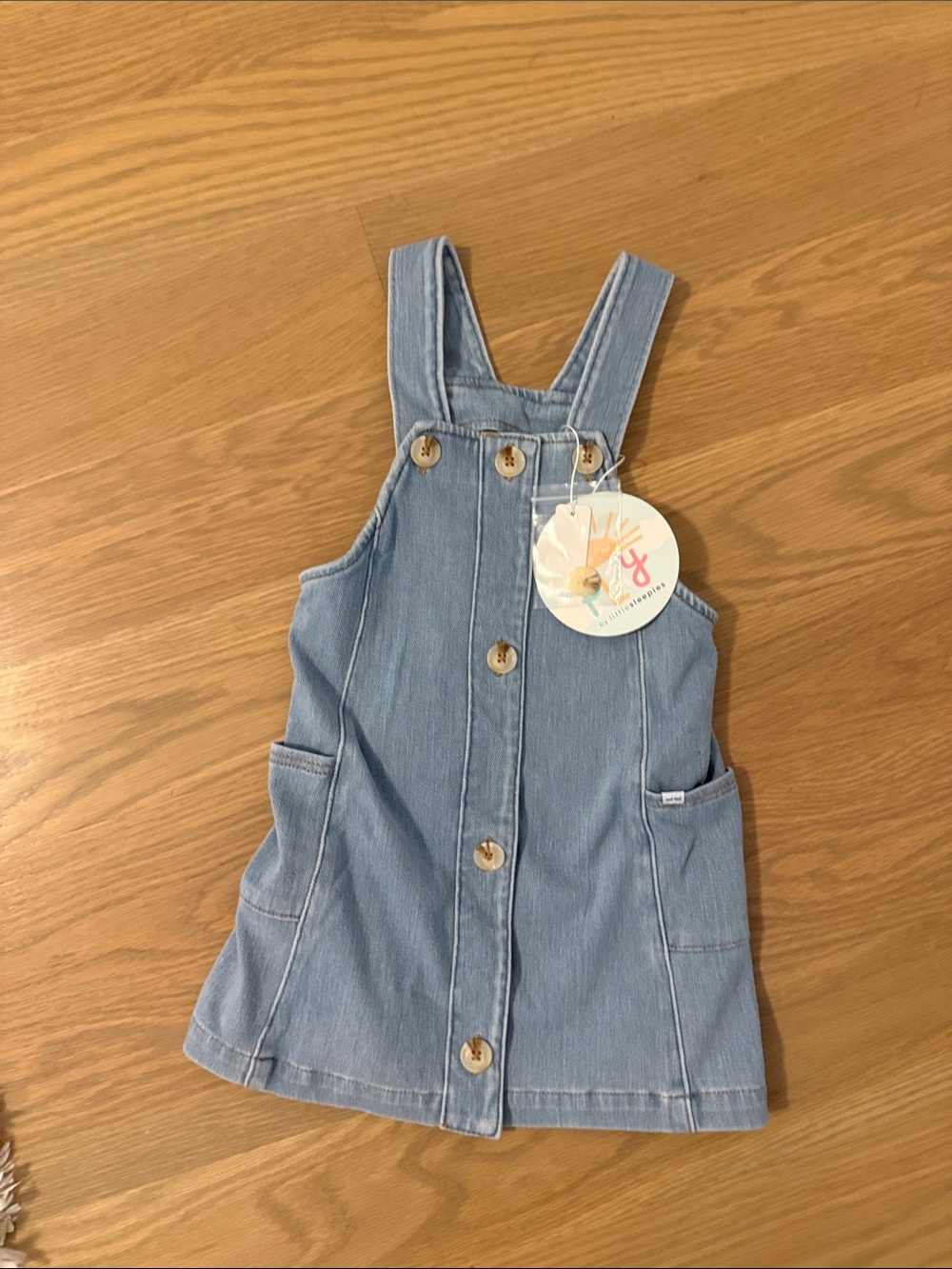 Little Sleepies Light Blue Denim jumper Button-Front Kids Overall Dress 2T